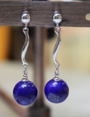 Boucles d'oreilles en Lapis Lazuli d'Afghanistan 